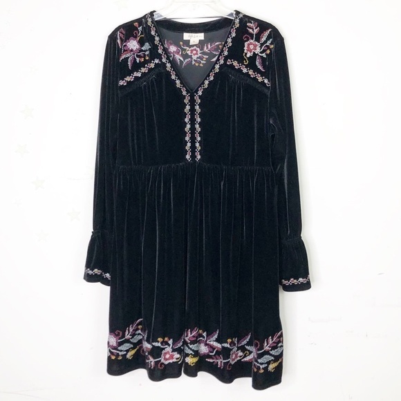 Style & Co. Dresses & Skirts - 𝅺Style & Co petite velvet embroidered black dress